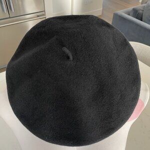 Vintage Fleur de Lis 100% Wool Basque Beret Dorothea Knitting Mills Black OS